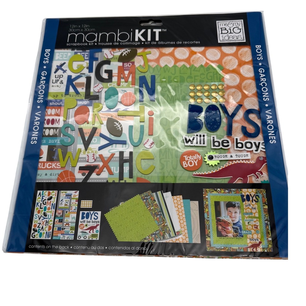 Me & My Big Ideas mambiKIT Boys Will Be Boys 12x12 Scrapbook Kit SRK-68 New